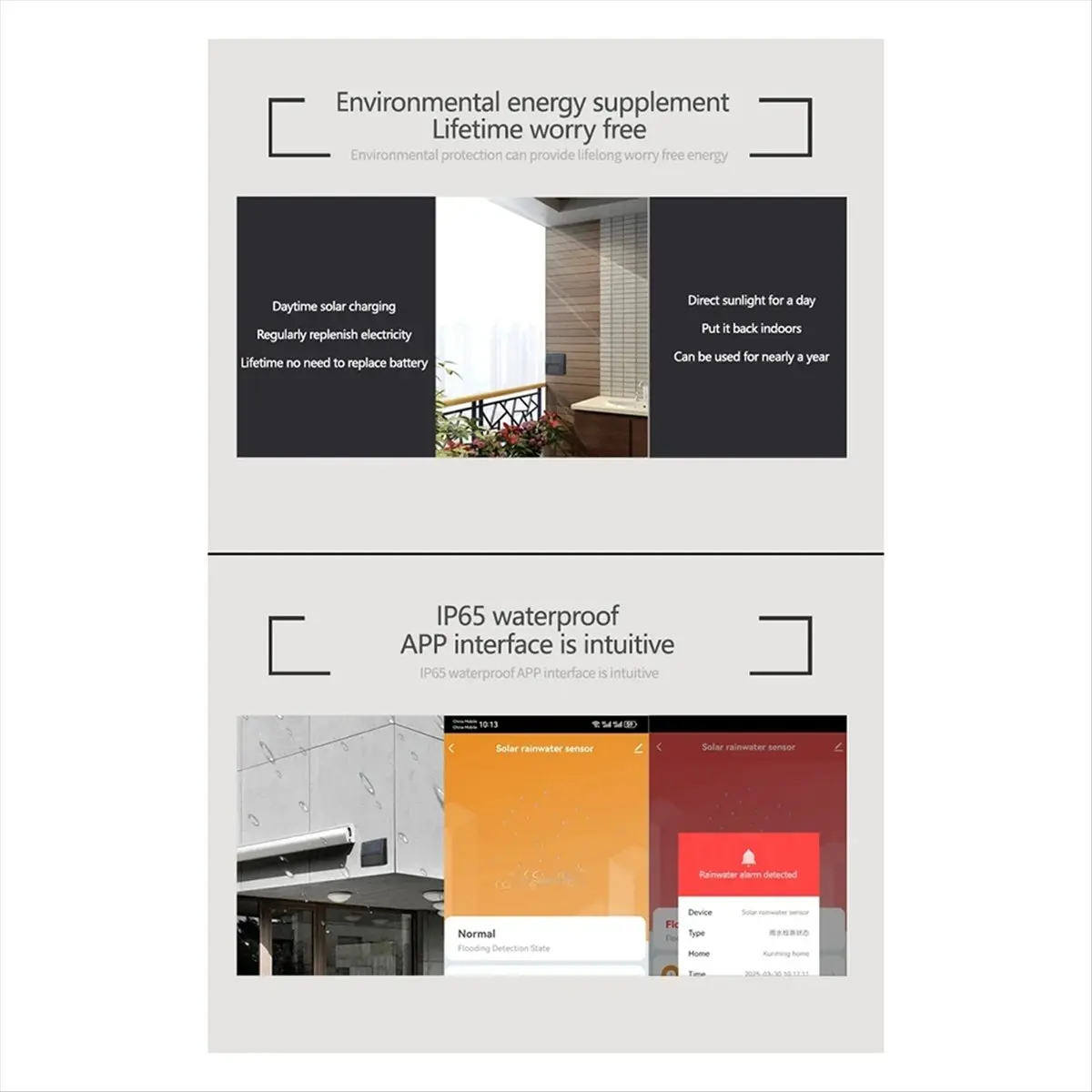 Smart Home Zigbee Solar Rain Sensor Wireless App Control Real-Time Rain Detection for Garden Automation