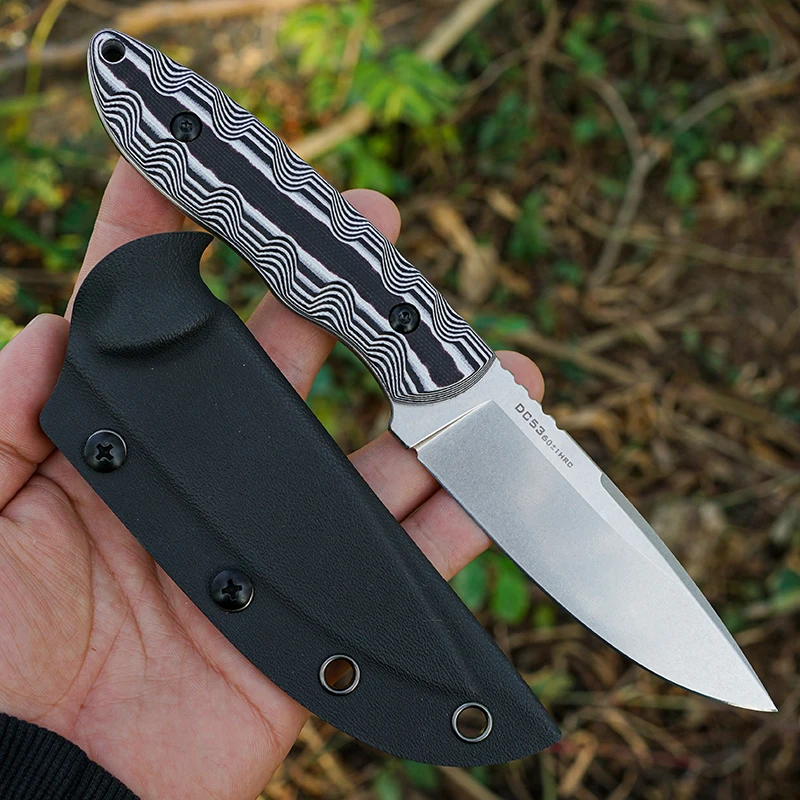 

High-Quality DC53 Fixed-Blade Knife Mixed Color G10 Handle cutting inserts,Camping, Exploration, and Survival Fixed Blade Knife