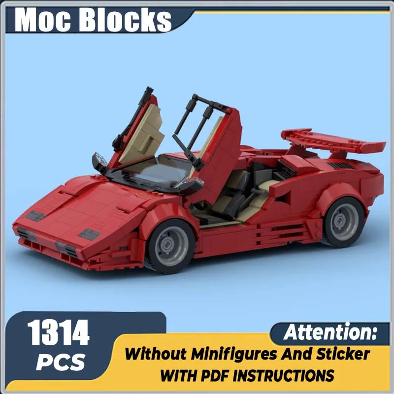 

MOC-57851 Countach LP5000 QV Белый гипермобиль Супер гоночный автомобиль Модель Строительные блоки Игрушки Подарки на день рождения