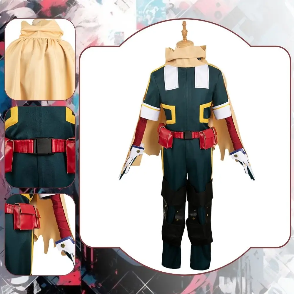 

Anime Midoriya Izuku Cosplay Fantasy Costume Disguise for Men Uniform Cloak Roleplay Outfits Halloween Carnival Party Clothes