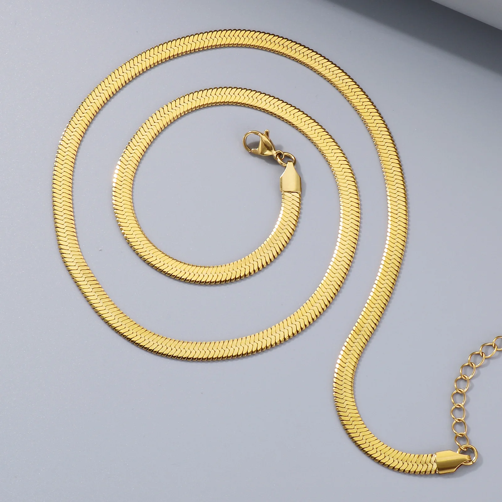 Fongten Minimalist Stainless Steel Necklace For Men Exquisite Multi Size Snake Chain Fashion Jewelry Banquet Gifts
