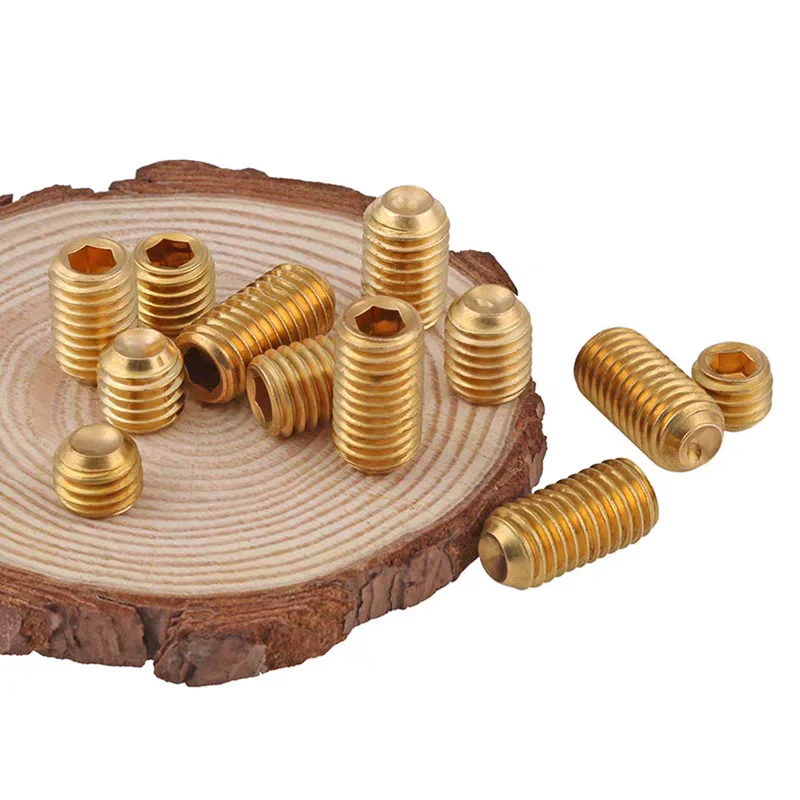 

Brass Cup Point Grub Screws DIN916 Hex Socket Set Screws M2-M12 Headless Allen Grub Bolts for Hardware Fastening