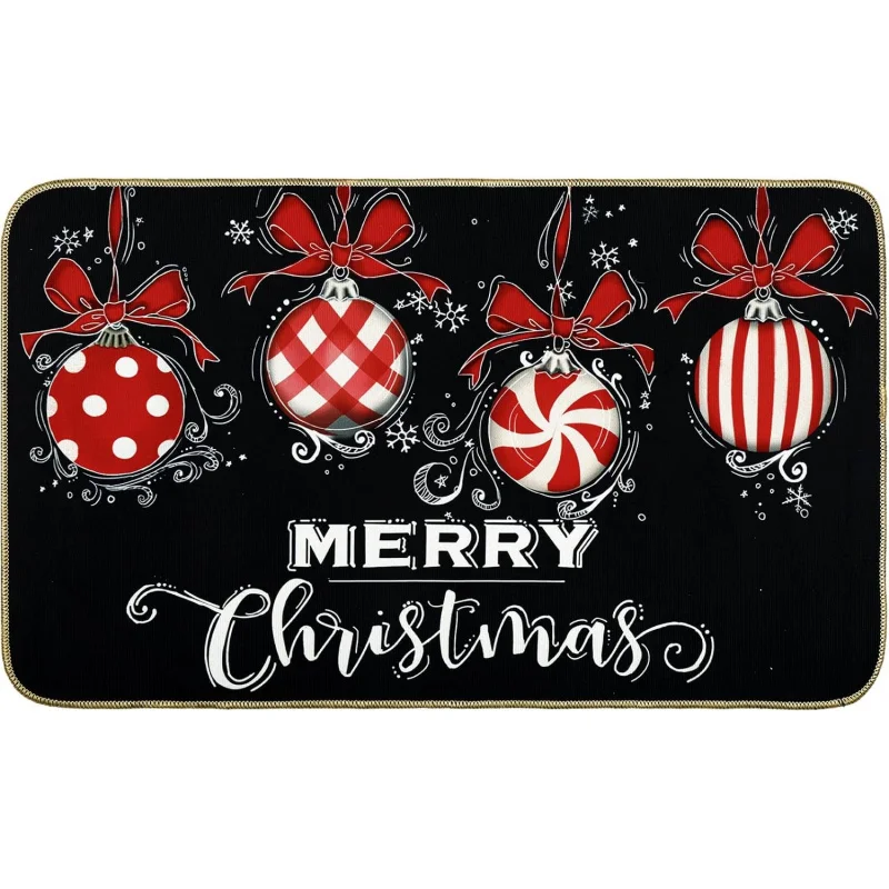 Merry Christmas Door Mat Black Anti slip Rubber Back Holiday Indoor and Outdoor Carpet Used for Home Office Kitchen Courtyard