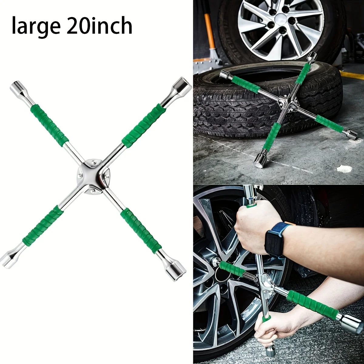 18/20inch 4-Way Cross Lug Wrench, Extra-Long Reinforced Non-Slip Cross Wrench Save Labour Wrench For Home Automotive Repair Tool