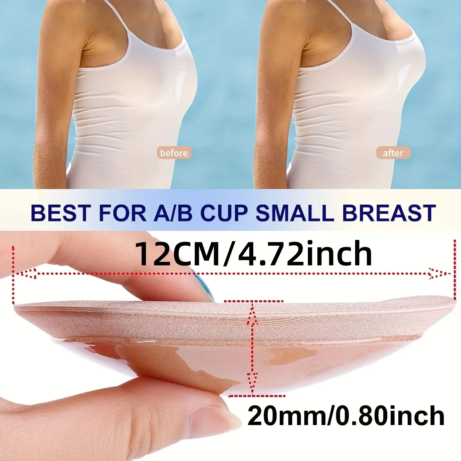 Womens Push Up Bra Inserts Seamless Magic Sponge Pads for Instant Breast Lift Reusable Water-Resistant Silicone Nipple Covers