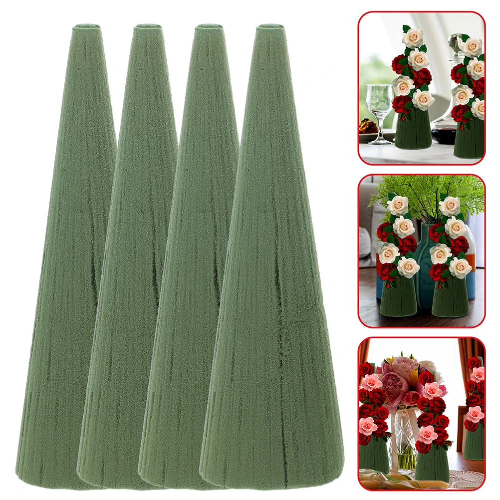 

4pcs Flower Mud 80MM Diameter 240MM Height Arrangement Material Cone Shape Floral Foams Block DIY Art Wedding Table Garden