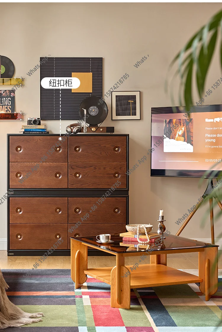Paper clip French retro solid wood coffee table living room home 2026 new small apartment tea table tea table