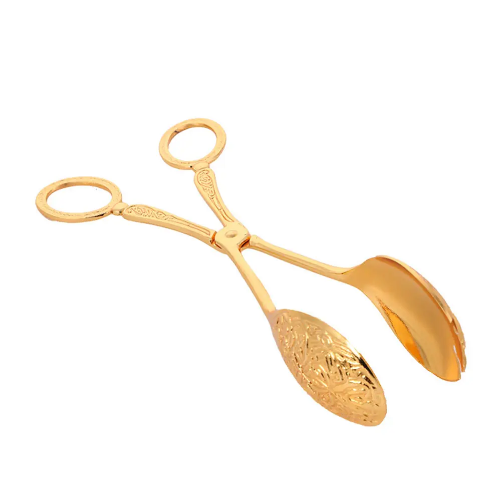 

Metal Salad Spoon Zinc Alloy BBQ Clamp Food Serving Tong Pasta Fruit Bread Kitchen Utensil Comfortable