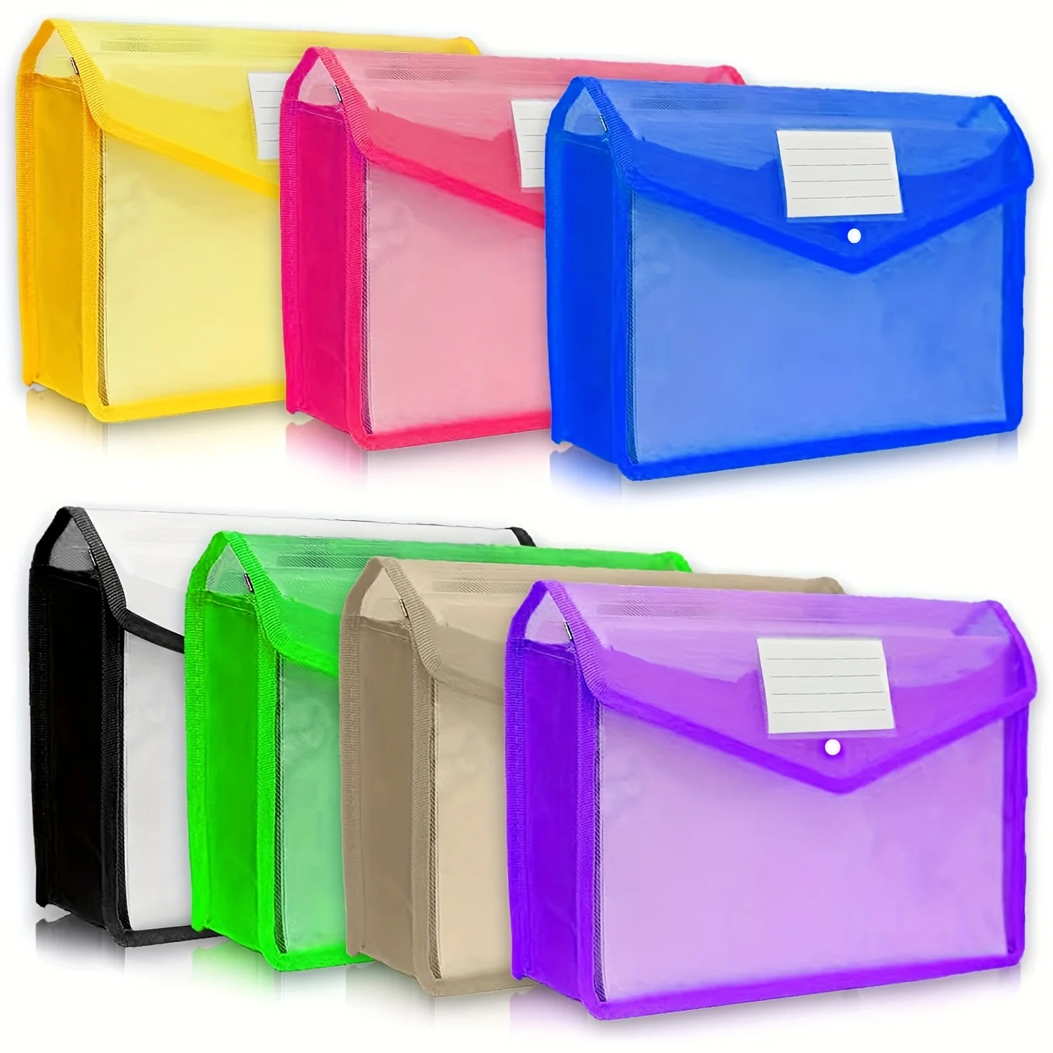 

7-piece A4 waterproof accordion file bag, plastic file folder, button close, suitable for school office supplies