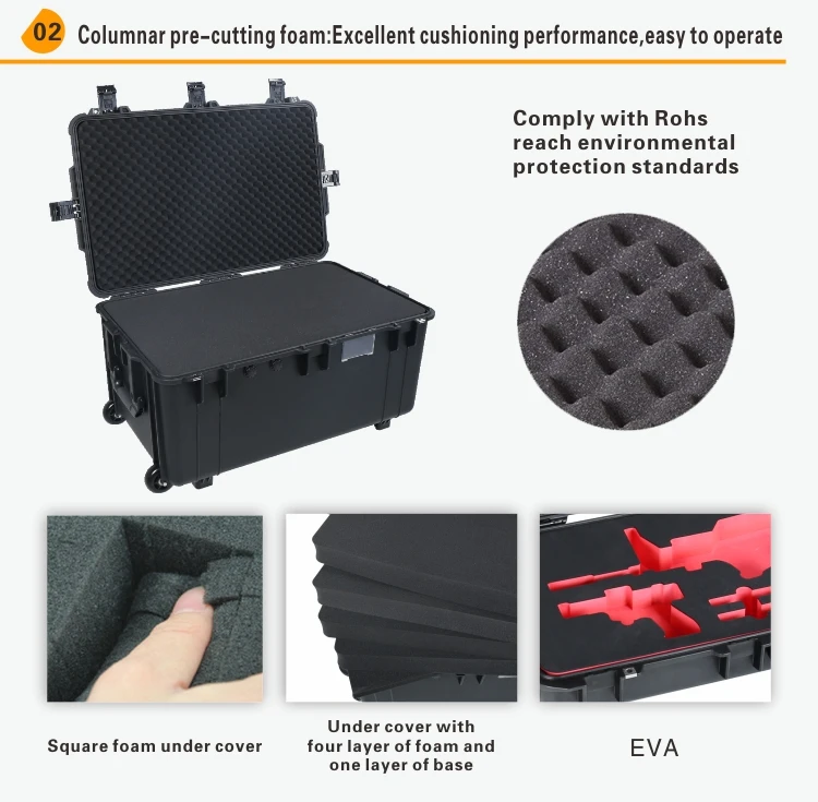 pp plastic safety equipment tool case caso con espuma Koffer mit Schaumstoff case with foam