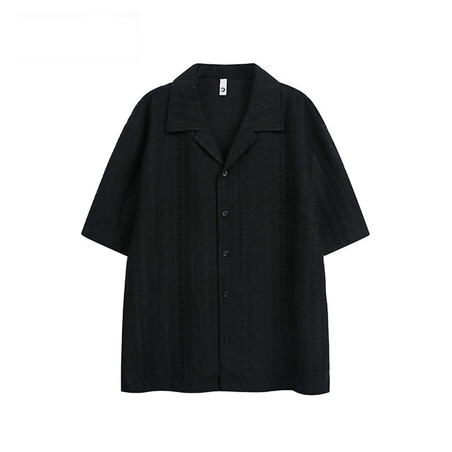 

Loose Hollow out Short Sleeve Shirt Men's Vintage Style Casual Fashion Summer Top Lightweight Polyester Blend Shirt