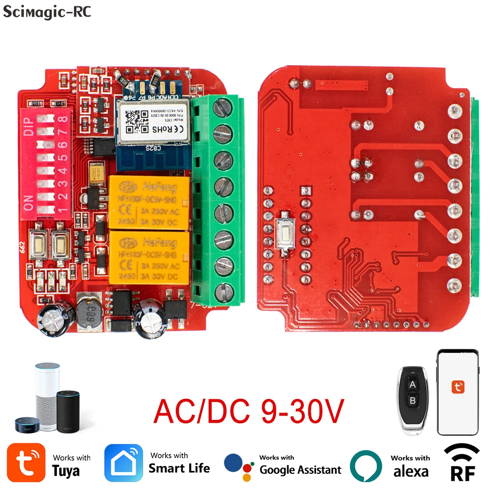 

Tuya WIFI Универсальная от 300 МГц до 900 МГц гаражные ворота, ворота, раздвижная распашная дверь приемная пластина 2CH доска открывания гаража 12 В 24 В 220 В