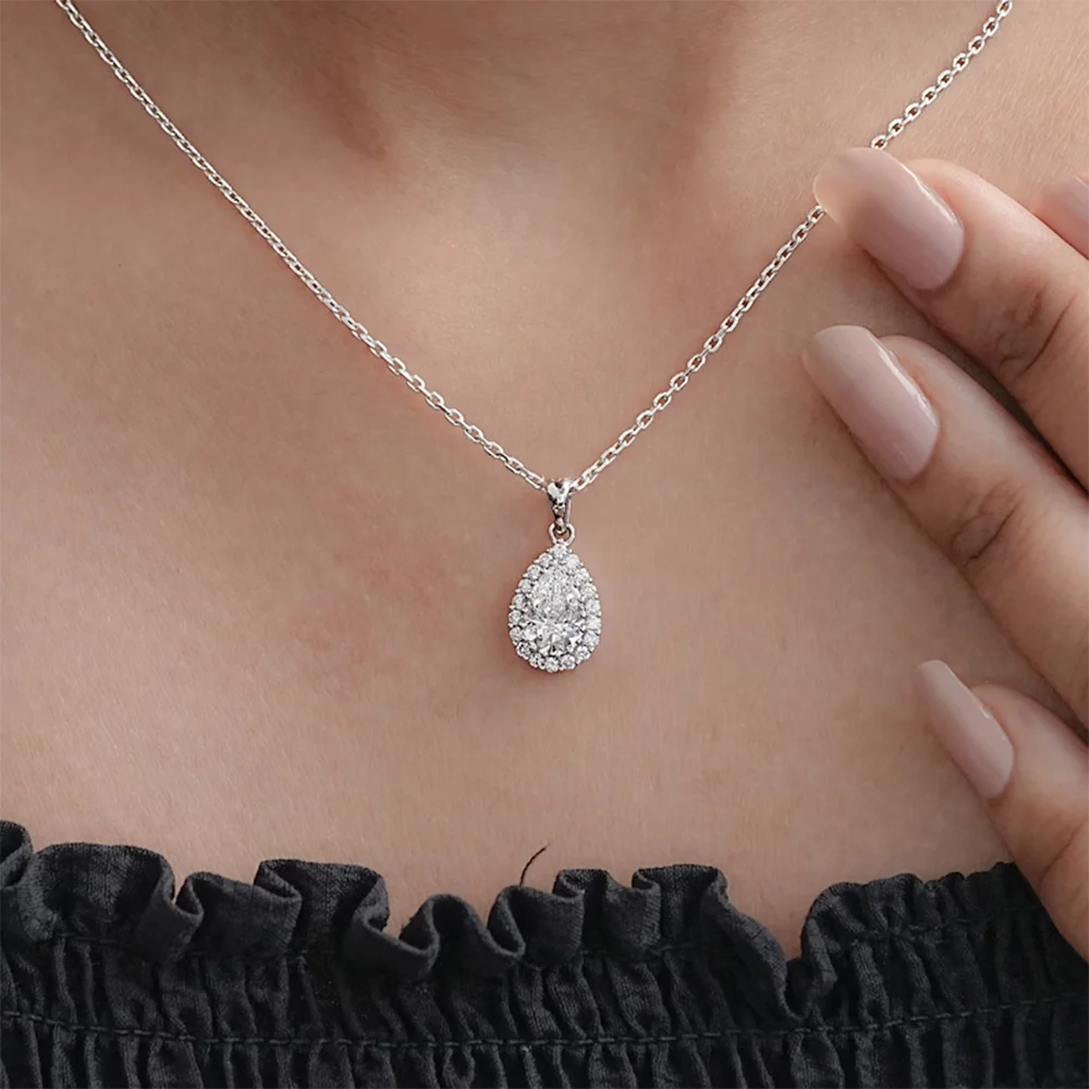 925 Sterling Silver Moissanite & Lab‑Grown Diamond Necklace for Women, Luxury Red Stone Chain Fine Jewelry, Ideal Anniversary Birthday Party Holiday Gift Accessories