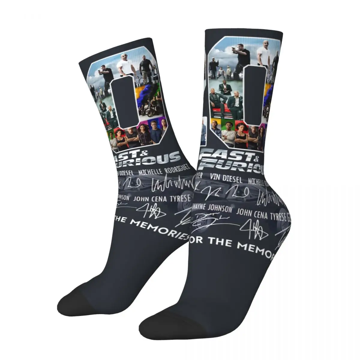 Funny Crazy compression Sock for Men Fasti Andz Furiousn 20 Anniversary Hip Hop Harajuku Fast and Furious Crew Sock Casual Gift