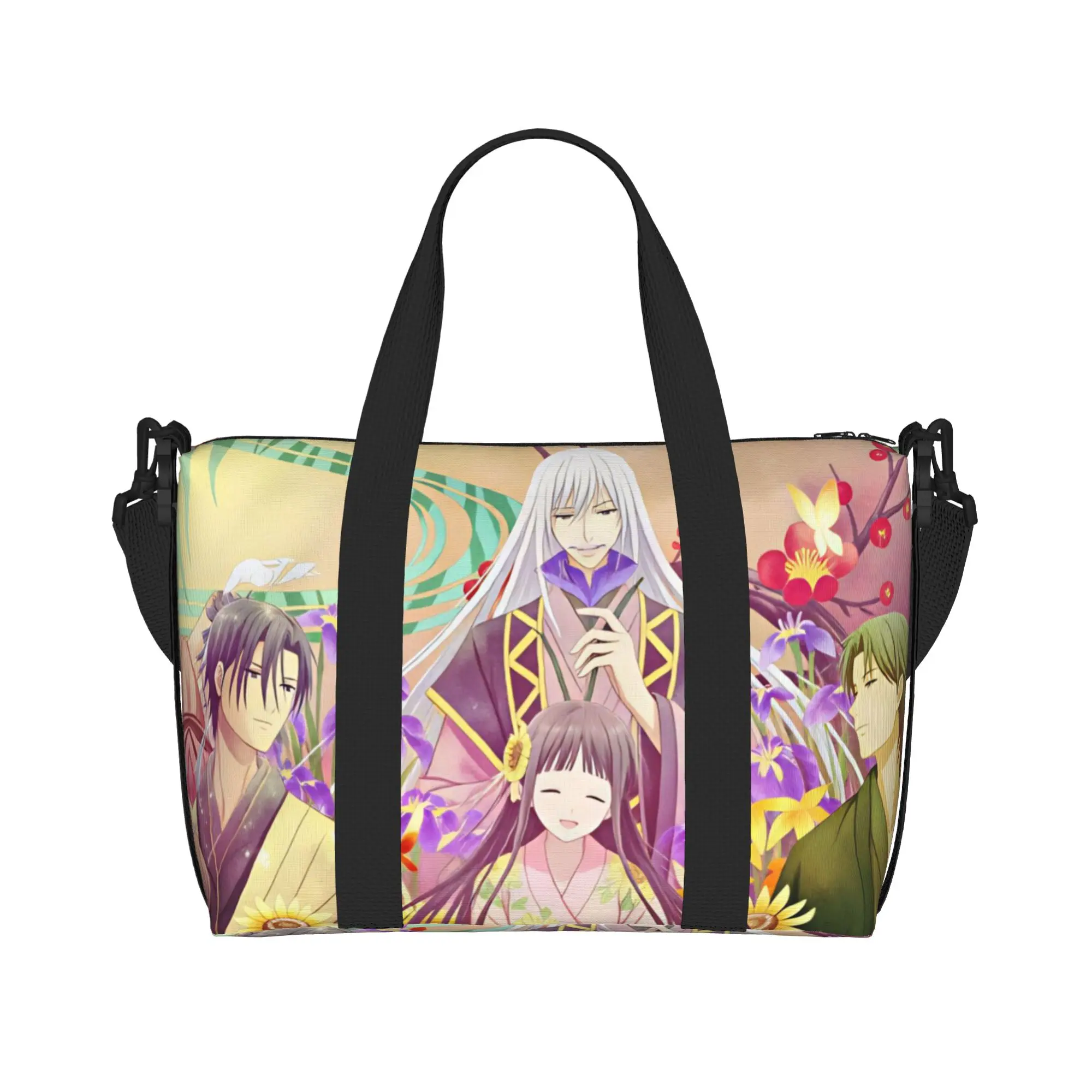 Custom Large Kyo Yuki Sohma D-Fruits B-Basket Tote Bag for Women Anime Tohru Honda Shopping Shoulder Beach Gym Travel Bag
