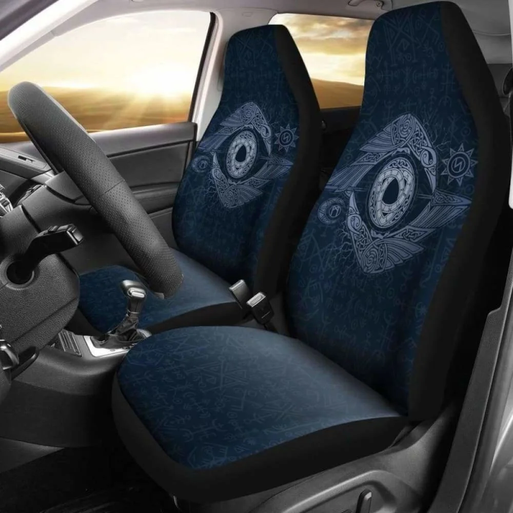 

Viking Odin’S Eye Raven Hugin And Munin Car Seat Covers,Pack of 2 Universal Front Seat Protective Cover