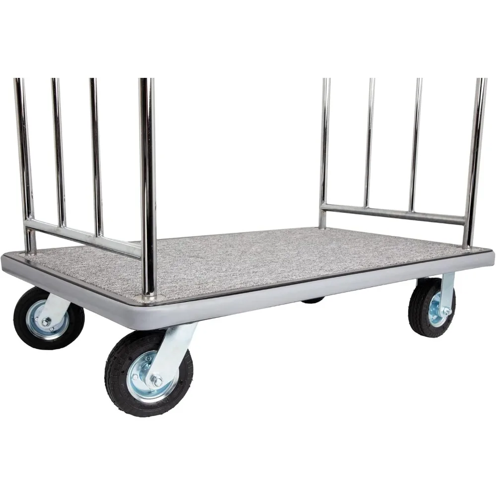 Chrome alloy luggage cart with 6-inch inflatable tires - carrying capacity 800 poundsSuitable for hotels, apartments, andresorts