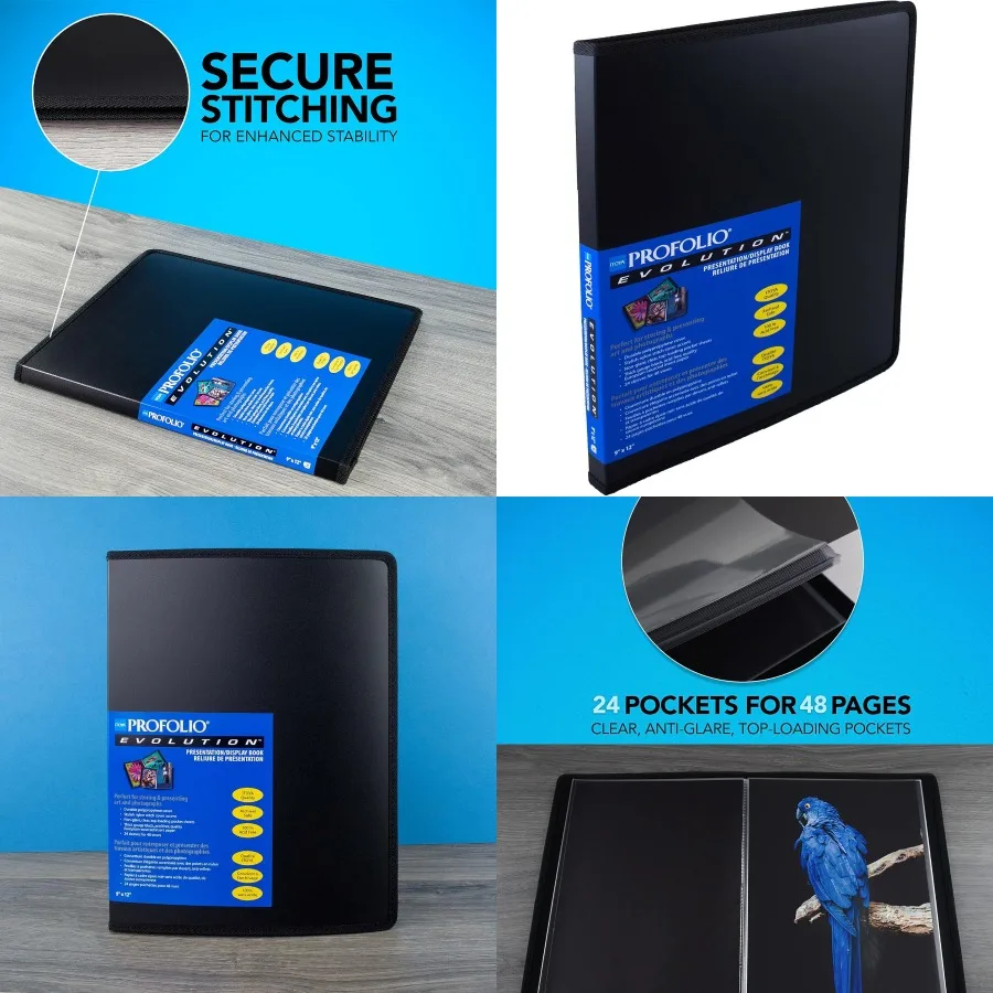 Itoya ProFolio Evolution 9x12 Black Photo Album Book with 48 Pages - Ideal for Archival Document Storage and Photo Preservation