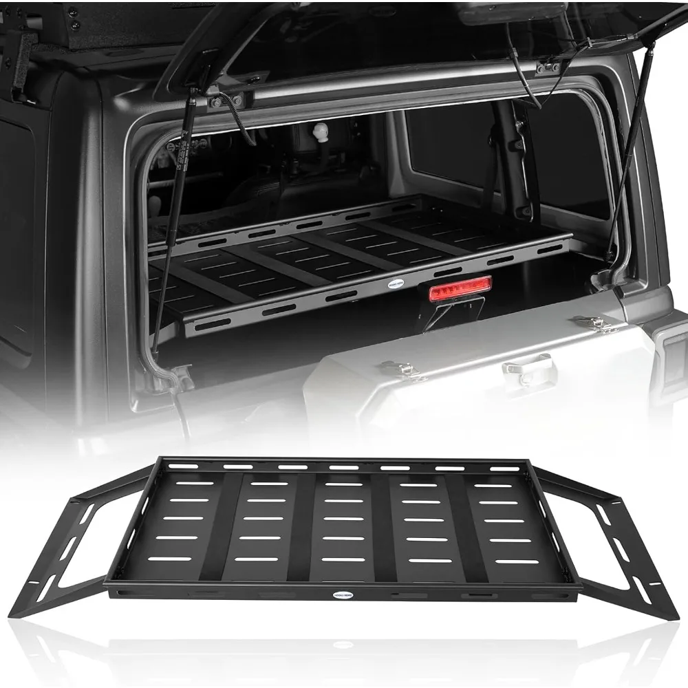 

Rear Trunk Cargo Rack for 2018-2025 Jeep Wrangler JL 2 Doors Hard Top - Steel Tray for Interior Storage and Luggage