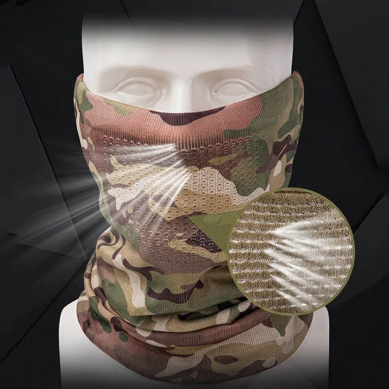 Large Breathable Holes Neck Gaiter, Face Cover Mask, Helmet Liner, Multicam Scarf for Men, Ideal for Skiing, Cycling, Hunting