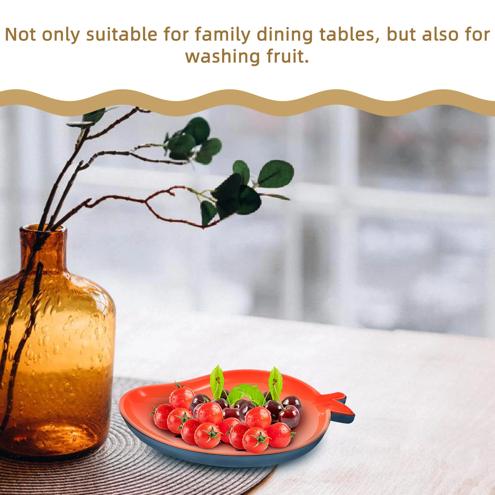 

Drain Fruit Tray Colander Bowl Fine Mesh Food Strainer Basket Vegetables Washing Blue Red Duallayer Plastic Bar