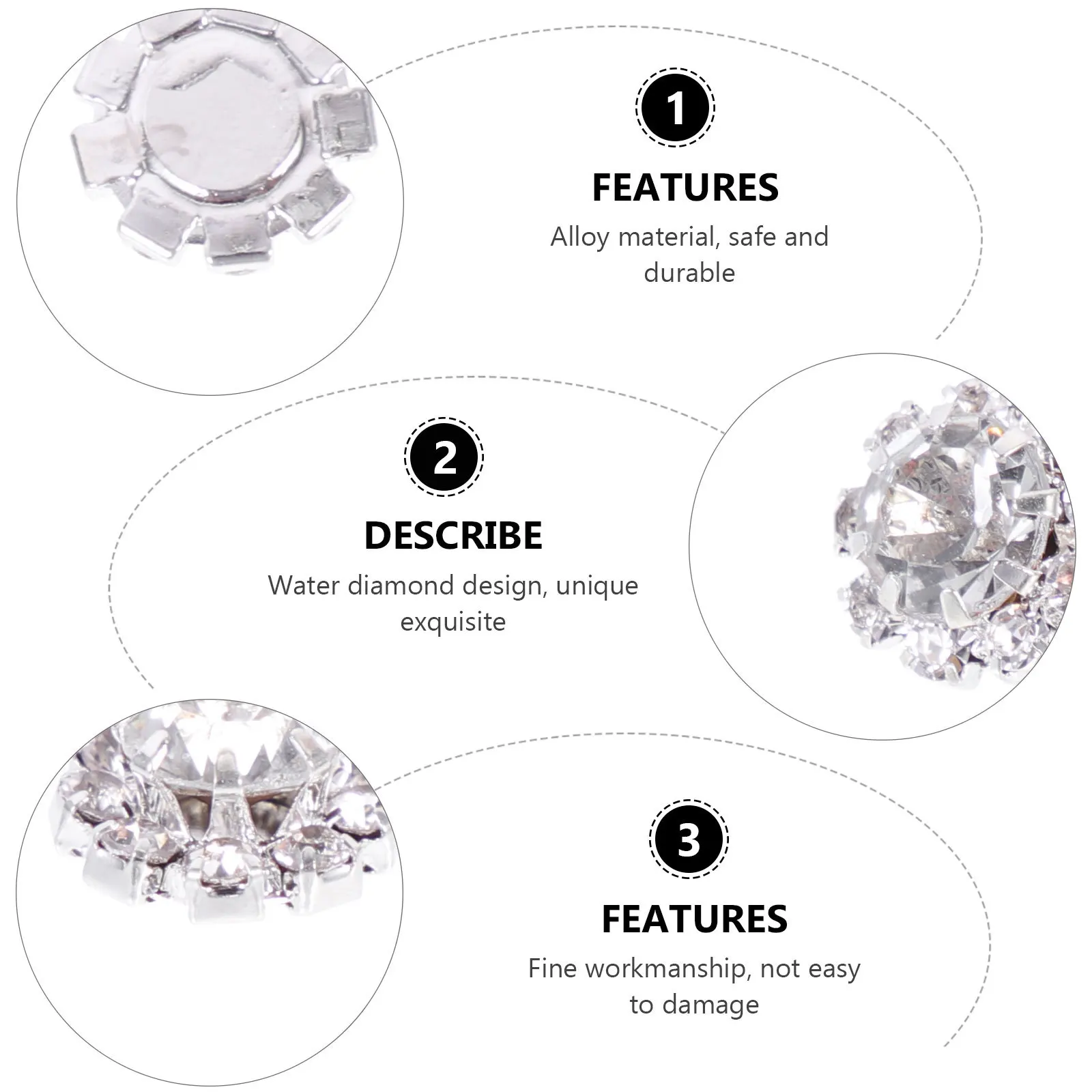 

100Pcs Rhinestone Alloy Buttons Decorative Charms for DIY Craft Clothes Accessories Dress Embellishment Metal Buttons