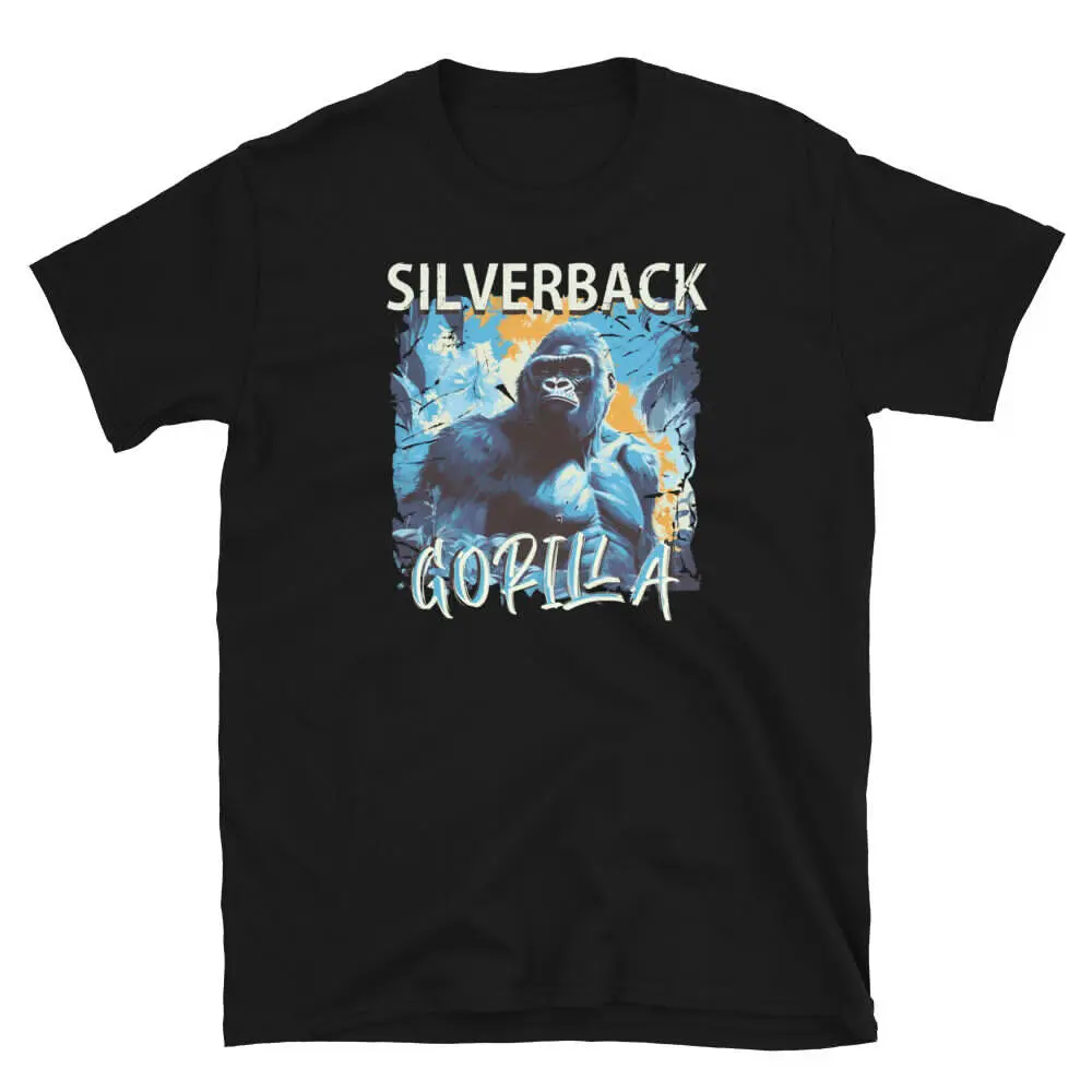 Gorilla Silverback T-shirt Jungle King Graphic Tee Silver Back