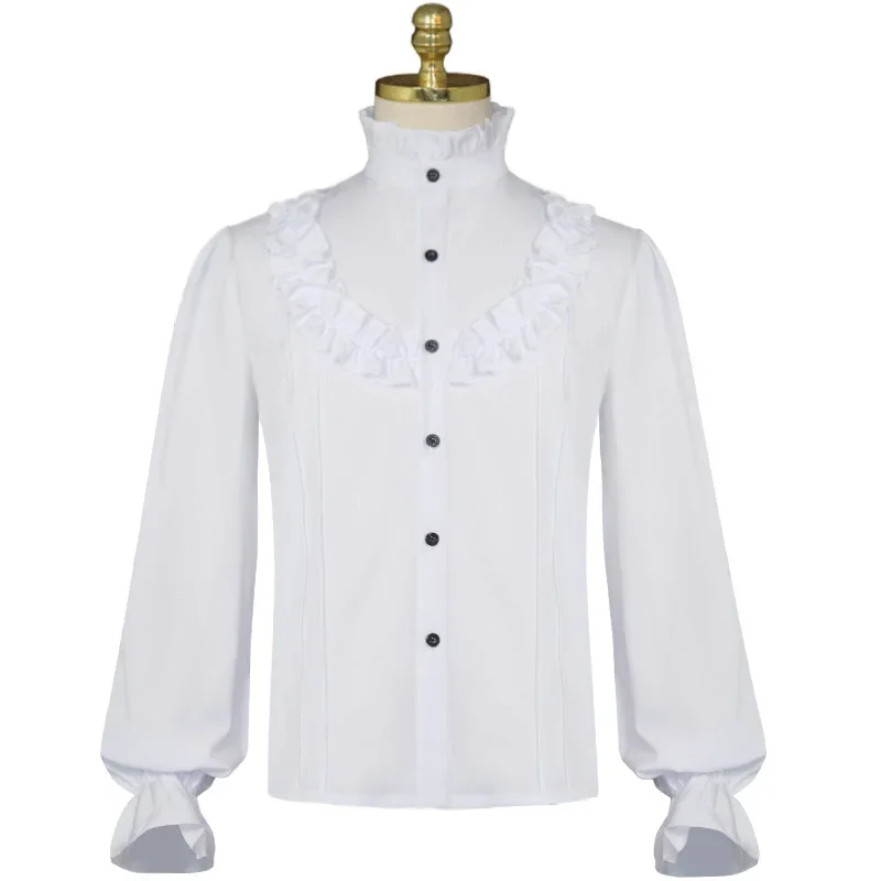

Medieval Men's Pleated Pirate Shirt Clothing Steampunk Victorian Top