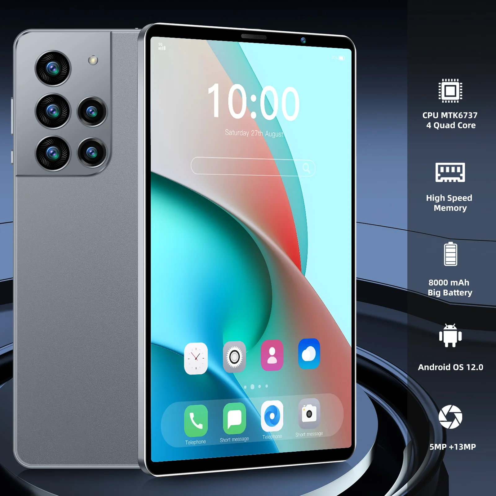 VERYHDSN Tablet Android 12 Global Original Version 5MP 13MP HD Camera Pad 8inch 4GB 64GB 8800mAh Phone Call Smartphone Quad Core