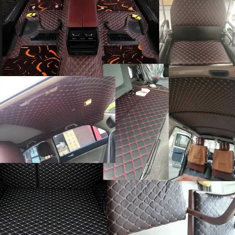Thick Quilted Faux Leather Fabric Embroidery Upholstery Fabric Car Roof Bedside Leather Door Sponge Trim Decoration
