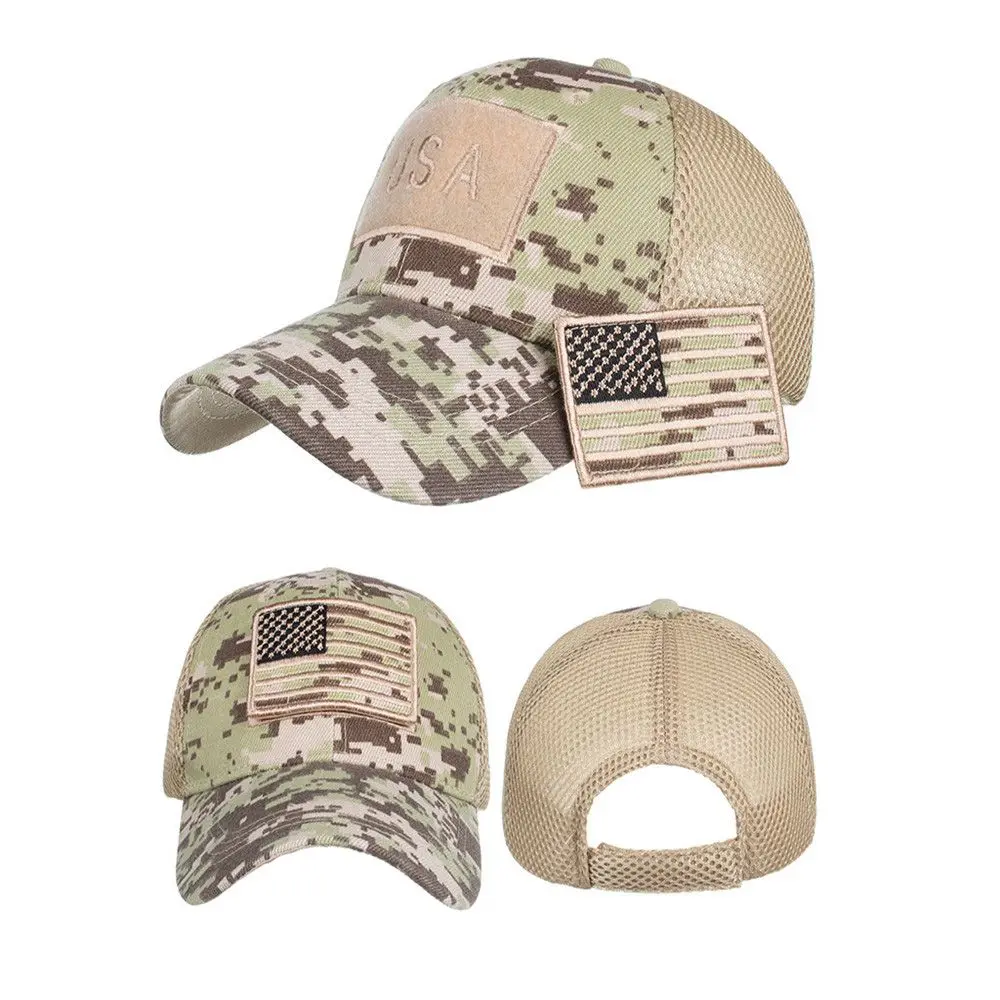 Mens Cotton Baseball Cap USA Army American Flag Tactical Trucker Hats Mesh Hat