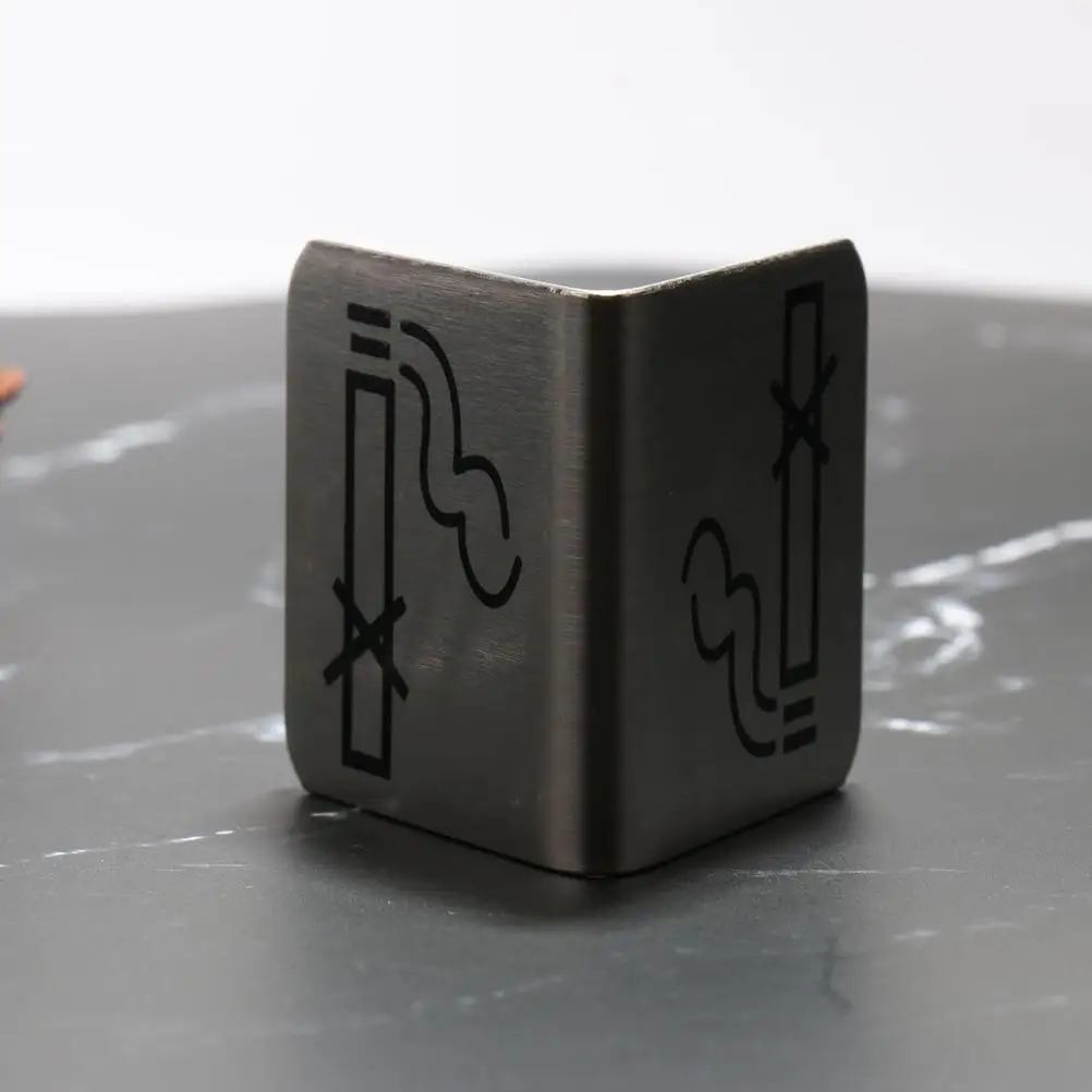 2 PCS Stainless Steel Non-smoking Sign Home Office Desktop Double Side Table