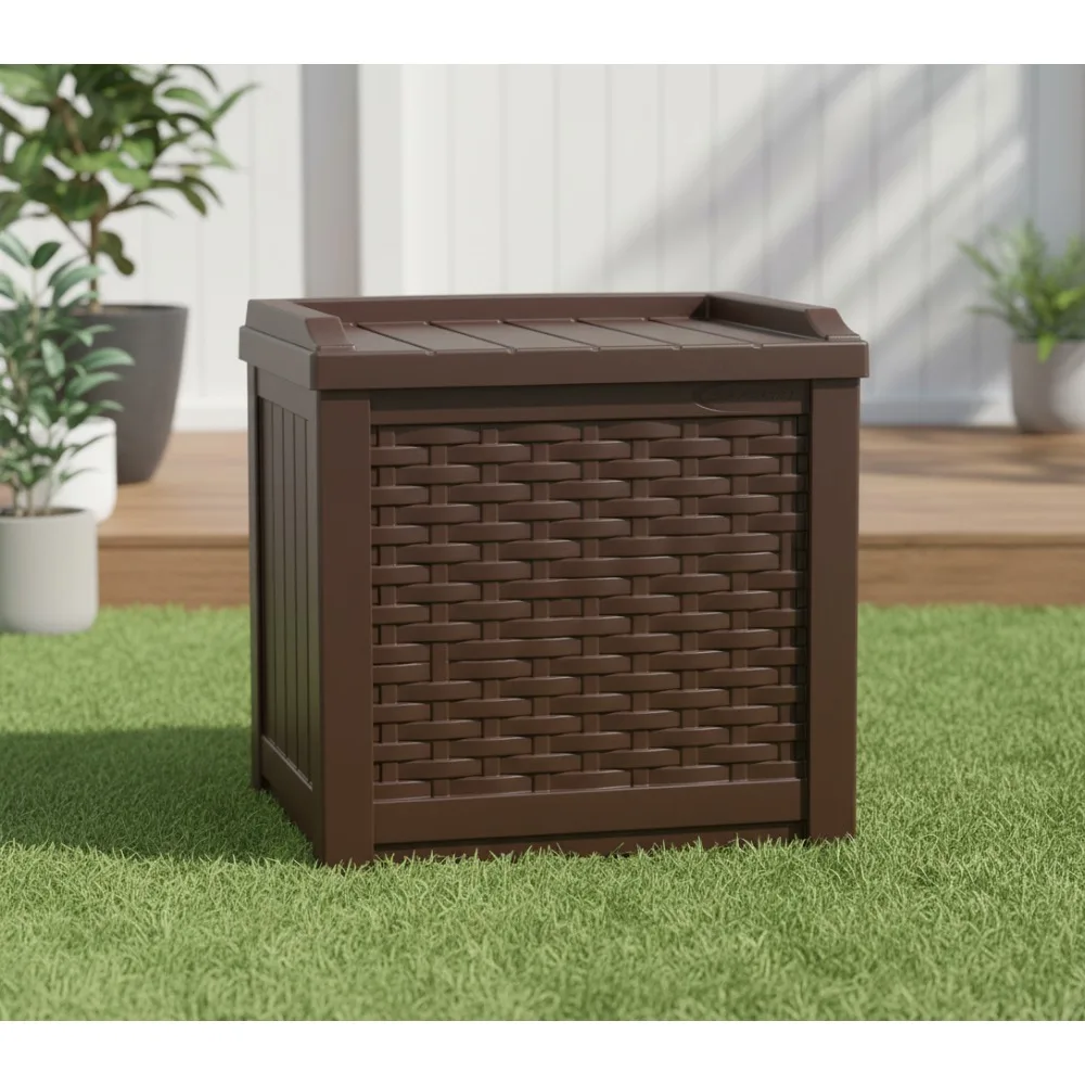 

22 Gallon Outdoor Storage Box Weatherproof Resin Deck Container with Seat for Patio Pool Garden Organizing