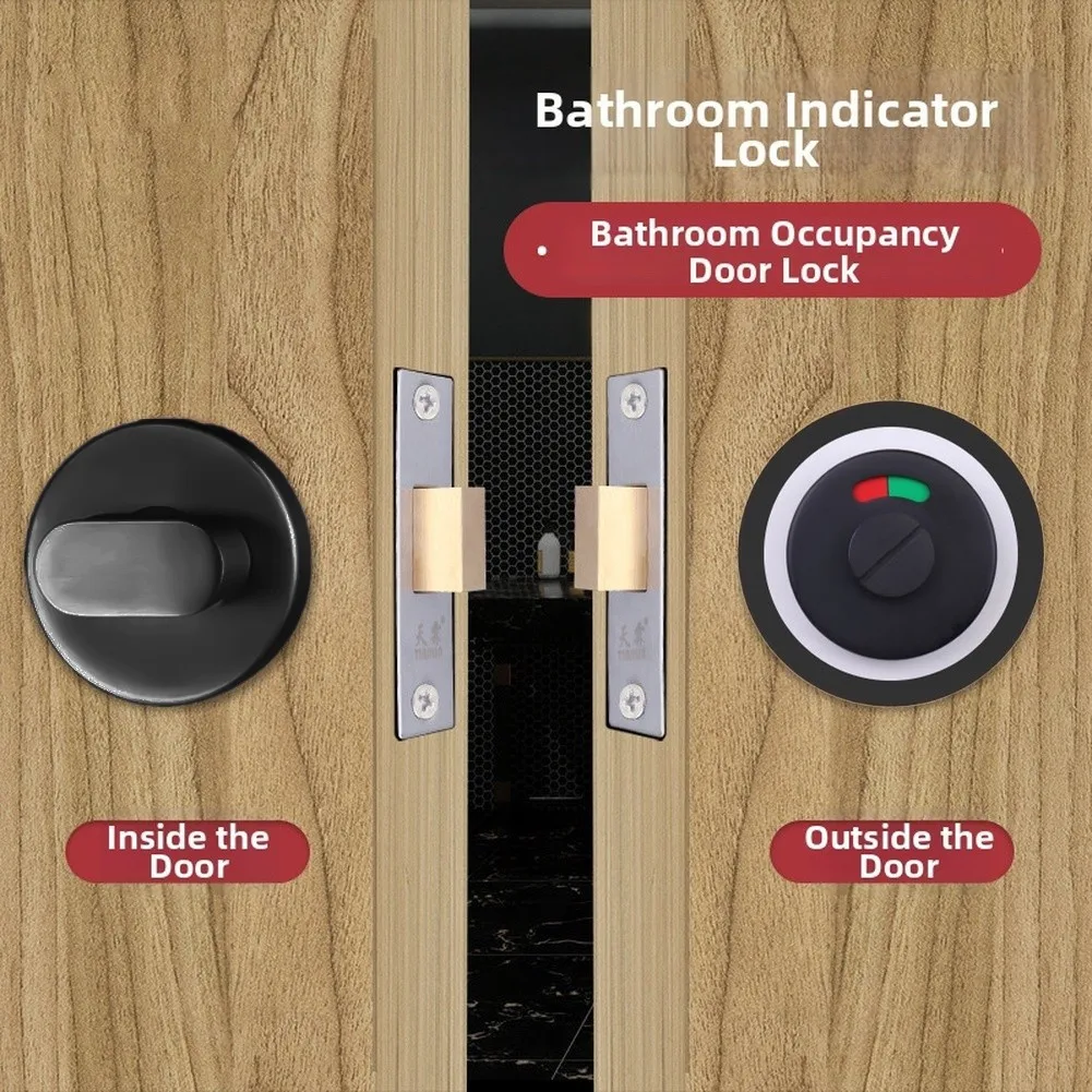 Stainless Steel Indicator Lock Black Bathroom Door Lock For Shower Room Public Restroom Changing Room Partition Hardware