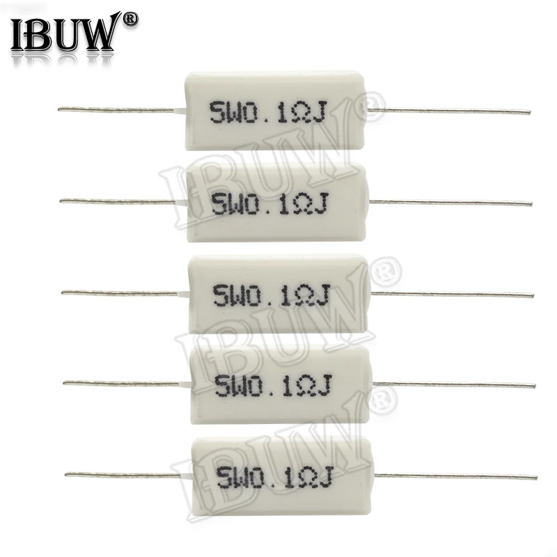 10PCS 5W Cement resistance 0.1 ~ 10k ohm 0.33R 1R 10R 100R 0.22 0.33 1 10 100 1K 10K ohm Cement resistor