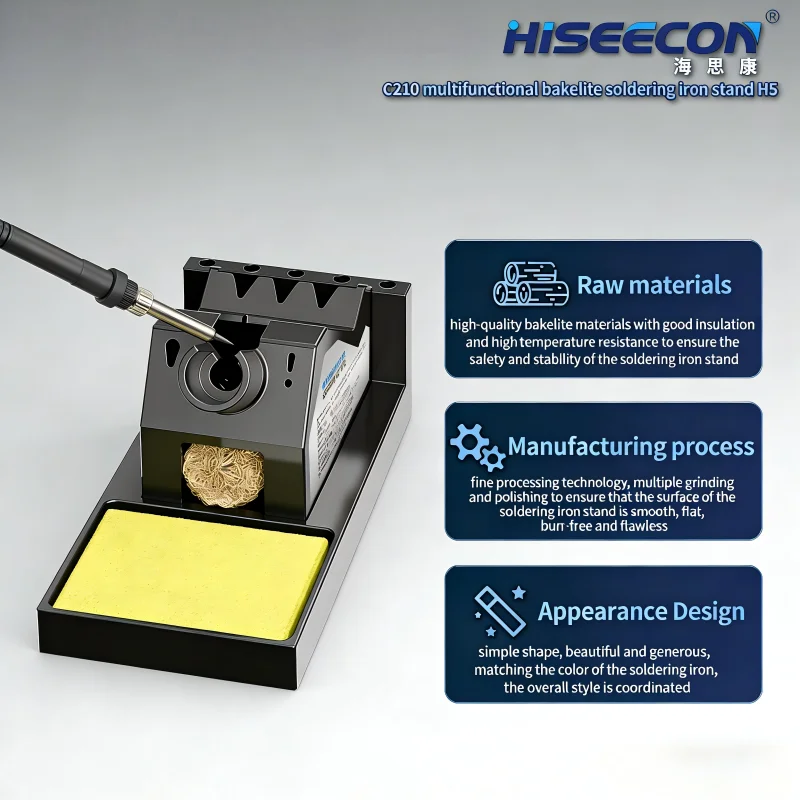 HISEECON Aluminum Alloy Soldering Iron Stand Stable Base With Cleaning Sponge For 936 Soldering Station BGA Rework Repair Tools