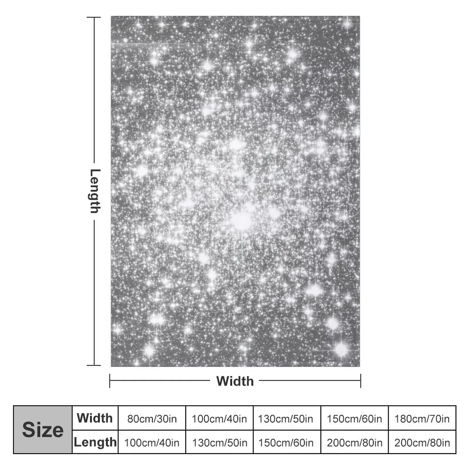 Galaxy Sparkle Stars Silver Gray Throw Blanket couch cozy soft plush fuzzy picnic outdoor blanket