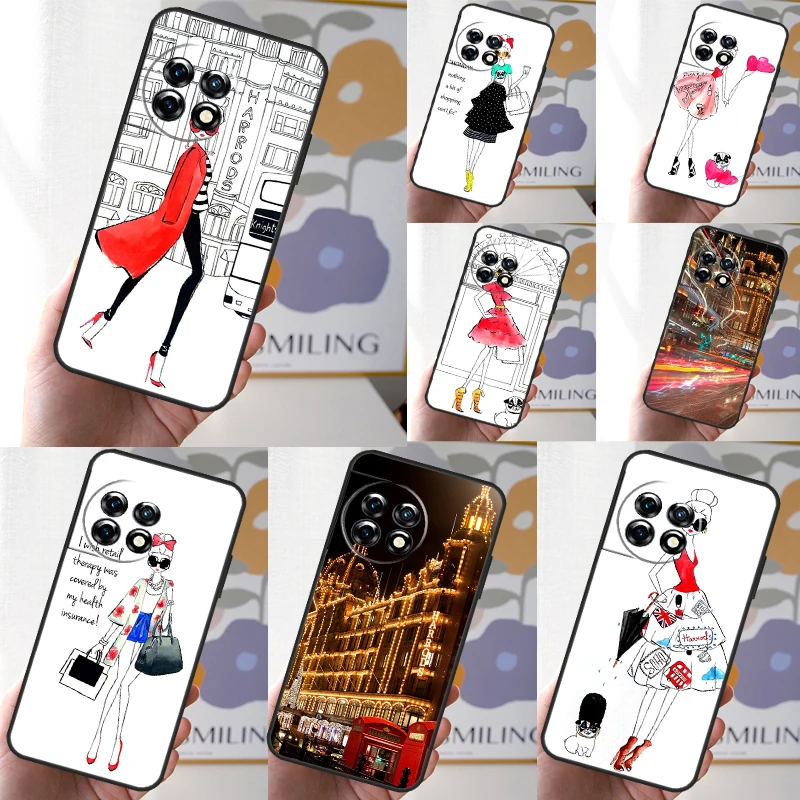 غطاء فتاة التسوق من Harrods لهاتف OnePlus 12 11 13 13R 12R 10 Pro 8T 10T OnePlus Nord 4 CE 2 3 Lite N10 N20 N30