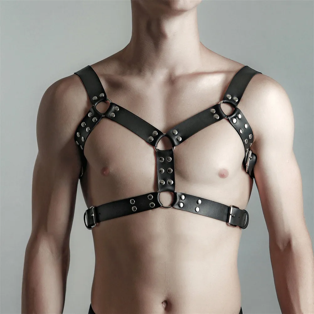 

Gay Rave Harness Leather Body Harness Men BDSM Bondage Clothing Chest Belt Male Sissy Lingerie For Fetish Men Sex Toys For Men