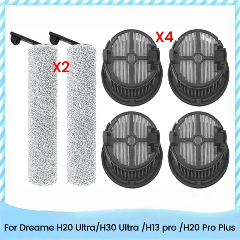 A93E-6PCS For Dreame H20 Ultra/H30 Ultra /H13 Pro/H20 Pro Floor Scrubber Vacuum Cleaner Accessories Roller Brush Hepa Filter