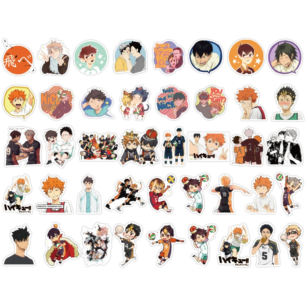 50/100PCS Haikyuu!! Anime Stickers Cartoon Decals Decoration Skateboard Fridge Laptop Motorcycle Waterproof Sticker for Kids Toy