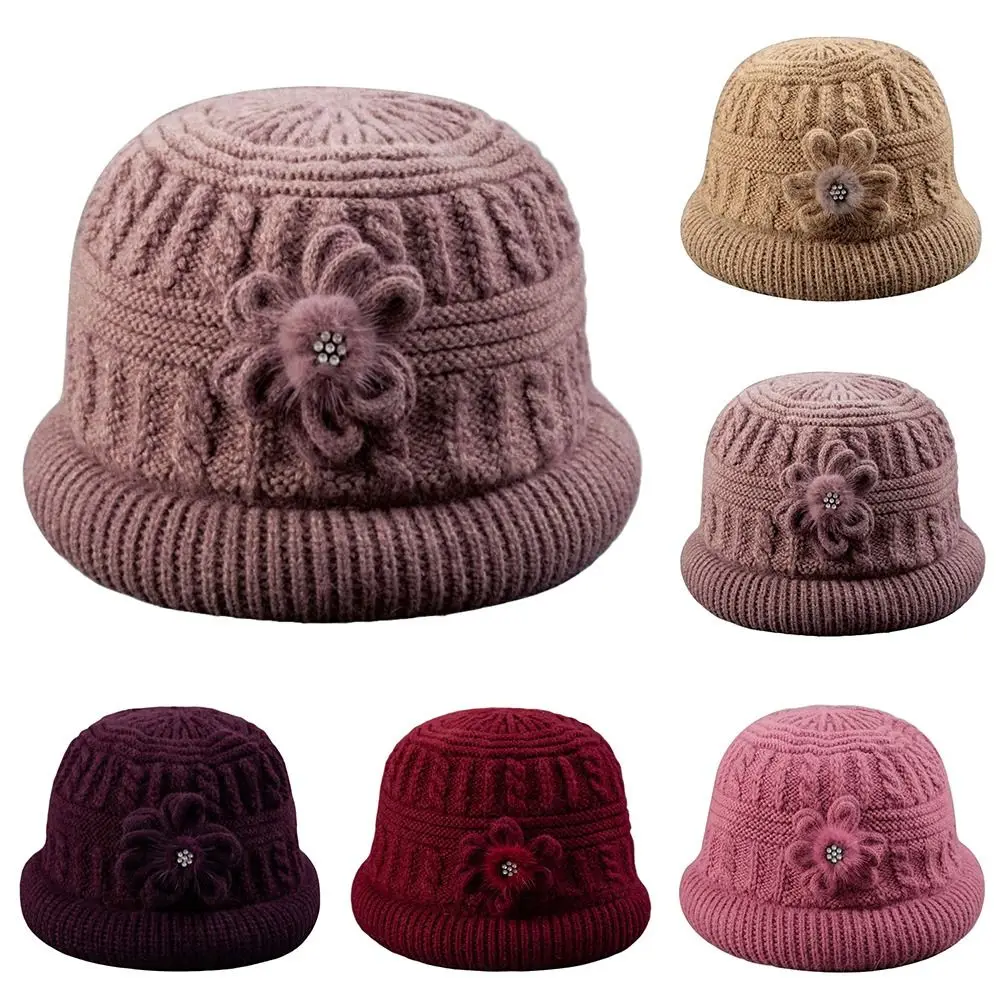 

Cozy Windproof Women's Fisherman Hat Soft Stretchy Middle-aged Hat Knitted Grandma's Hat Autumn and winter