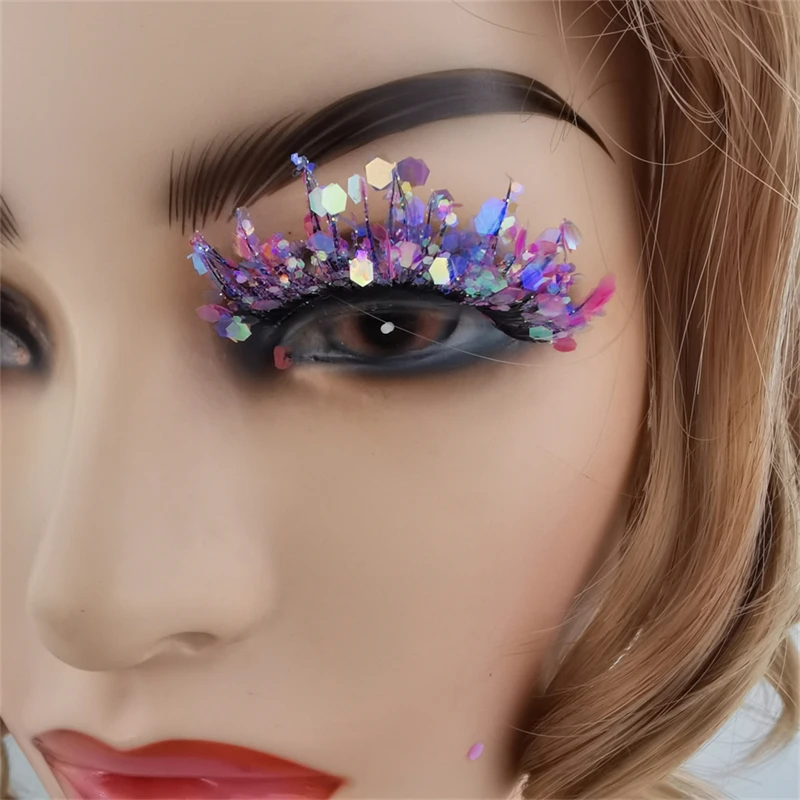 3D ธรรมชาติ Dramatic Glitter & Shimmery เรืองแสงยาว eye tail ฮาโลวีนยอดนิยม Crisscross Full strip lashes