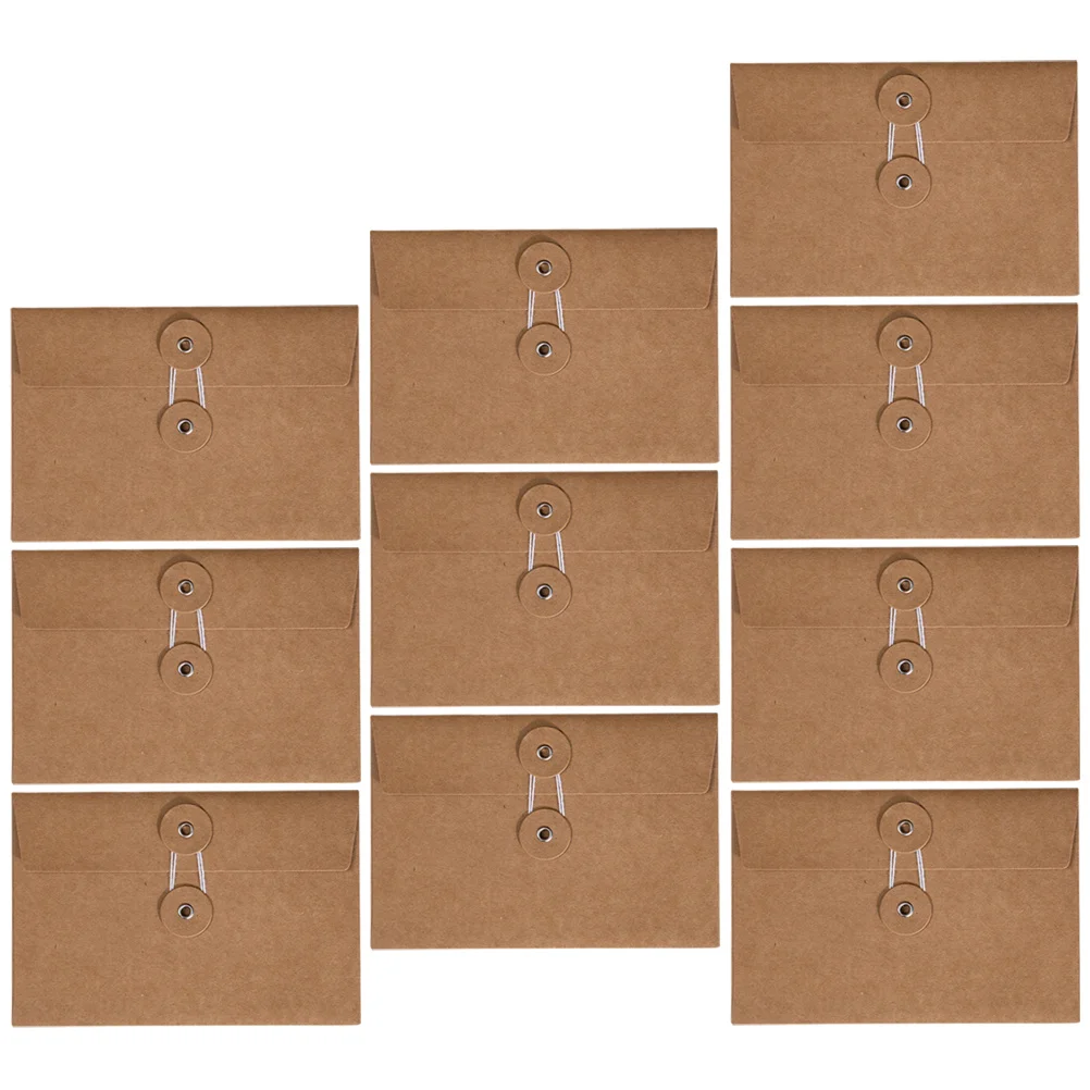 

10pcs Kraft Paper Envelopes Office Binding Band Storage Bag For Letters Documents Stationery Supplies File Organizers Simple