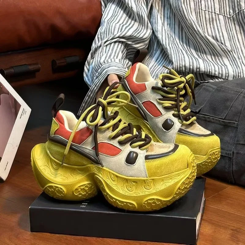 

Новые туфли для папы на толстой подошве, противоскользящая модная женская повседневная обувь, спортивная вулканизированная обувь