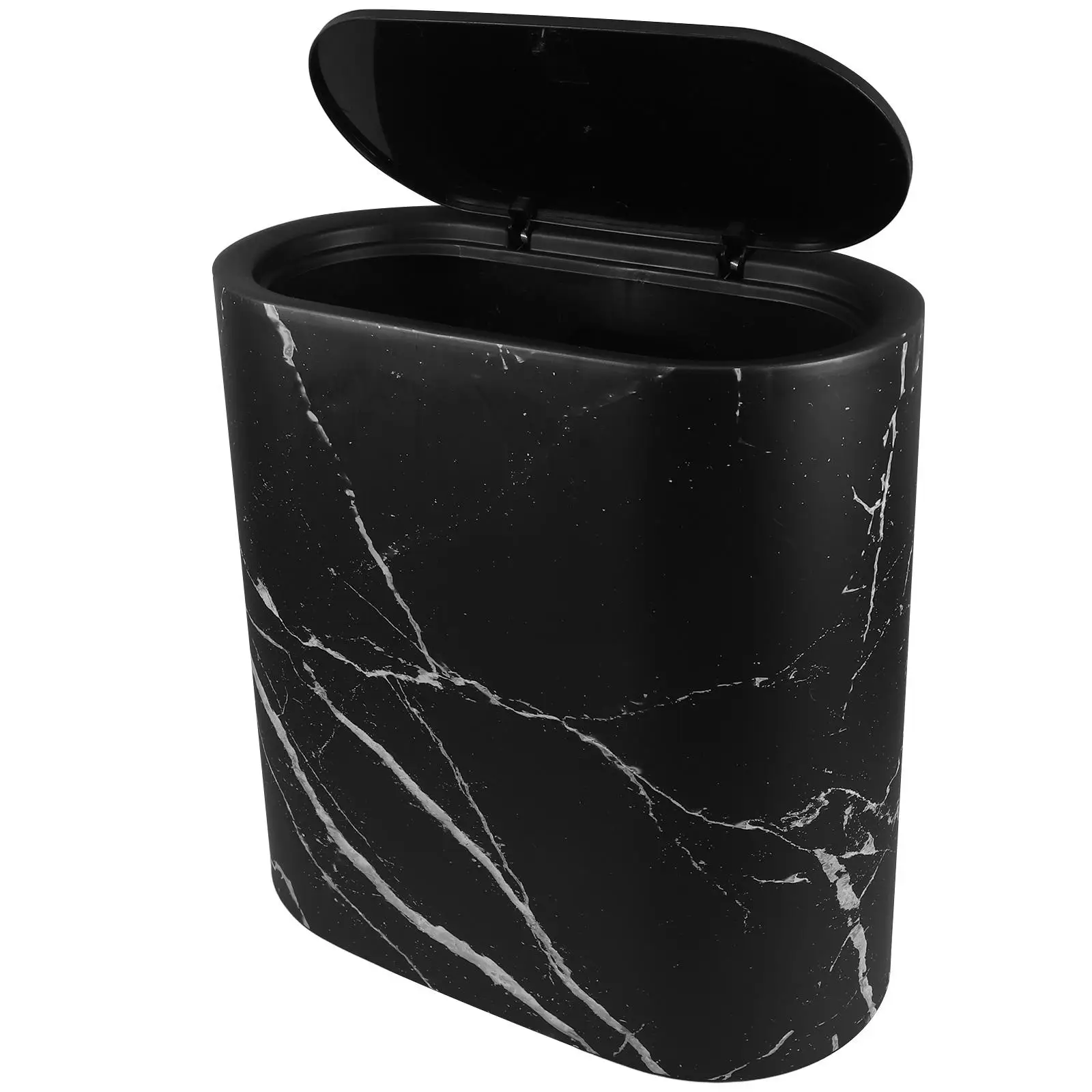 

Crevice Trash Can Small Waste Paper Bucket Stylish Marble Spacesaving Kitchen Bedroom Bathroom Plastic Wastebasket