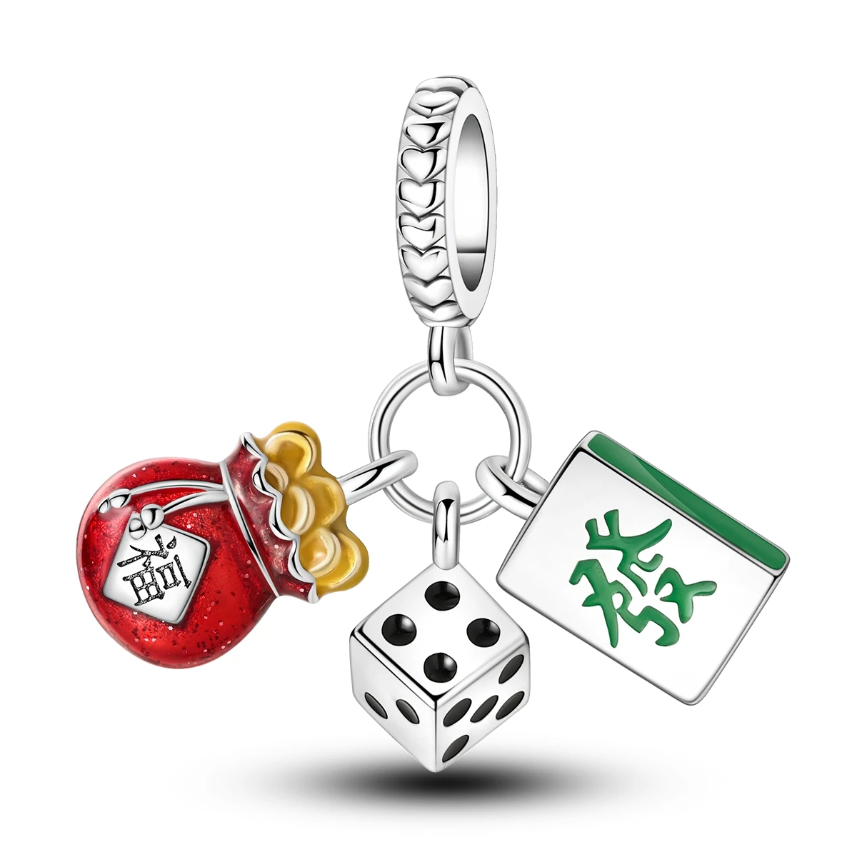 925 Sterling Silver Lucky Bag Mahjong Dice Pendants Charms Beads Fit Bracelets DIY Party Decoration Fine Gifts Jewelry Accessory