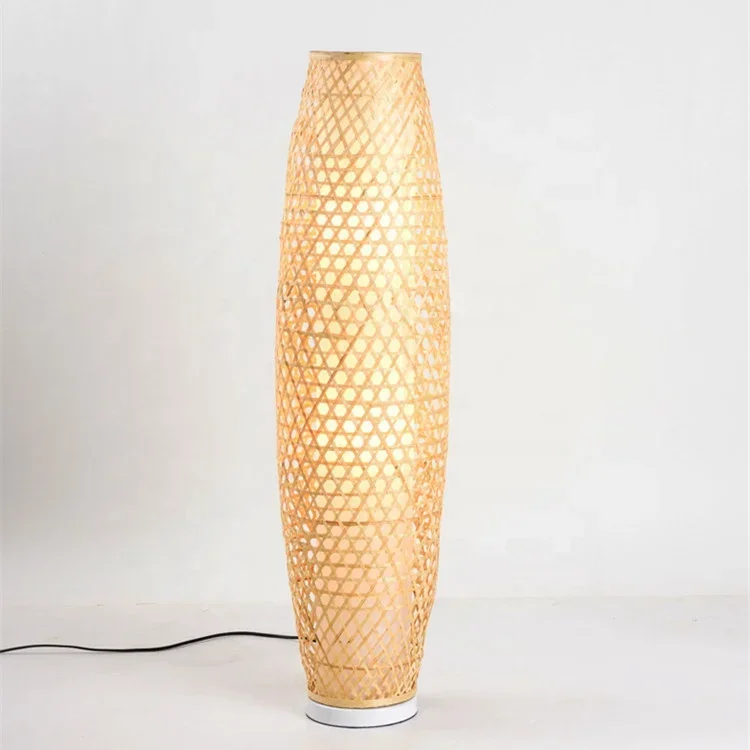 Home Decor Handcrafted Bamboo Weaving Standing Lights Floor Lamps for Living Room Light