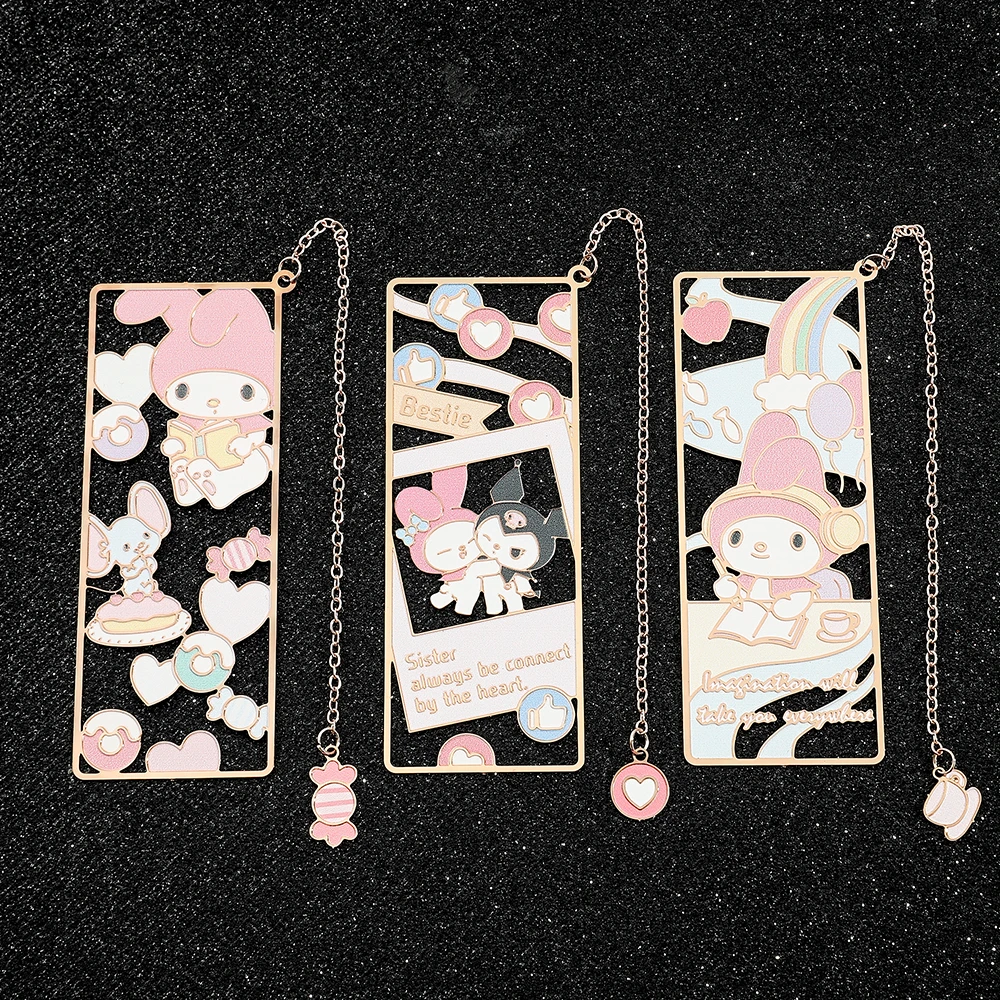 anime bonito hello kitty bookmark pink metal bookmark colecao dedos desenhos animados presentes para amantes do livro material escolar fas 01