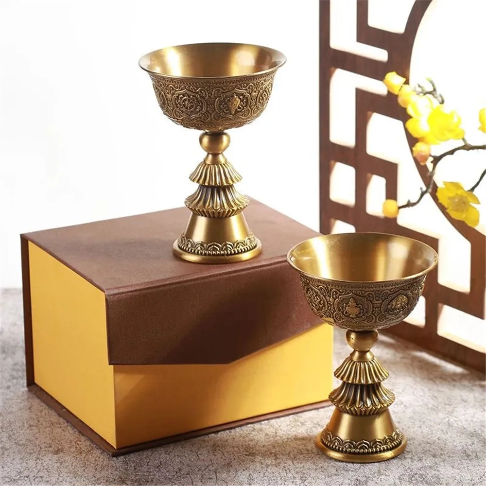 Tibetan Tibetan Candlestick Engraved Ancient Bronze Copper Candle Holder, Buddhist Sacrifice Lamp Cup, Indoor Desktop Decorative